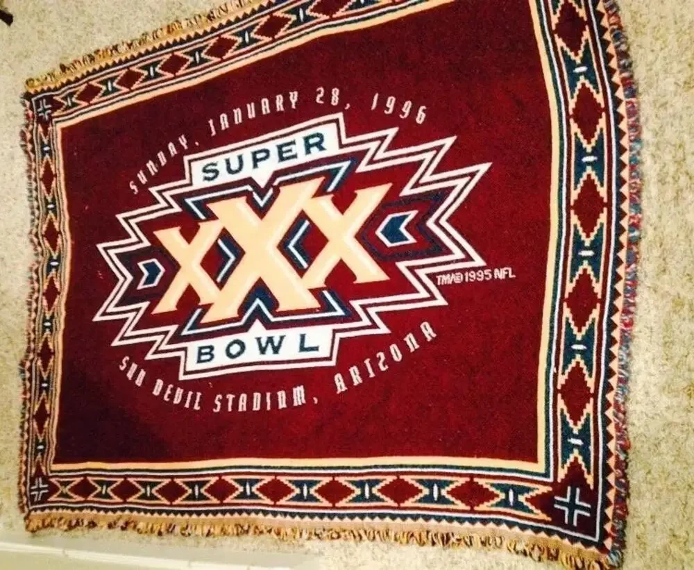 1996 SUPERBOWL 30 NFL THROW BLANKET 4.5 FT LONG 41' WIDE TEAM SUN DEVIL STADIUM